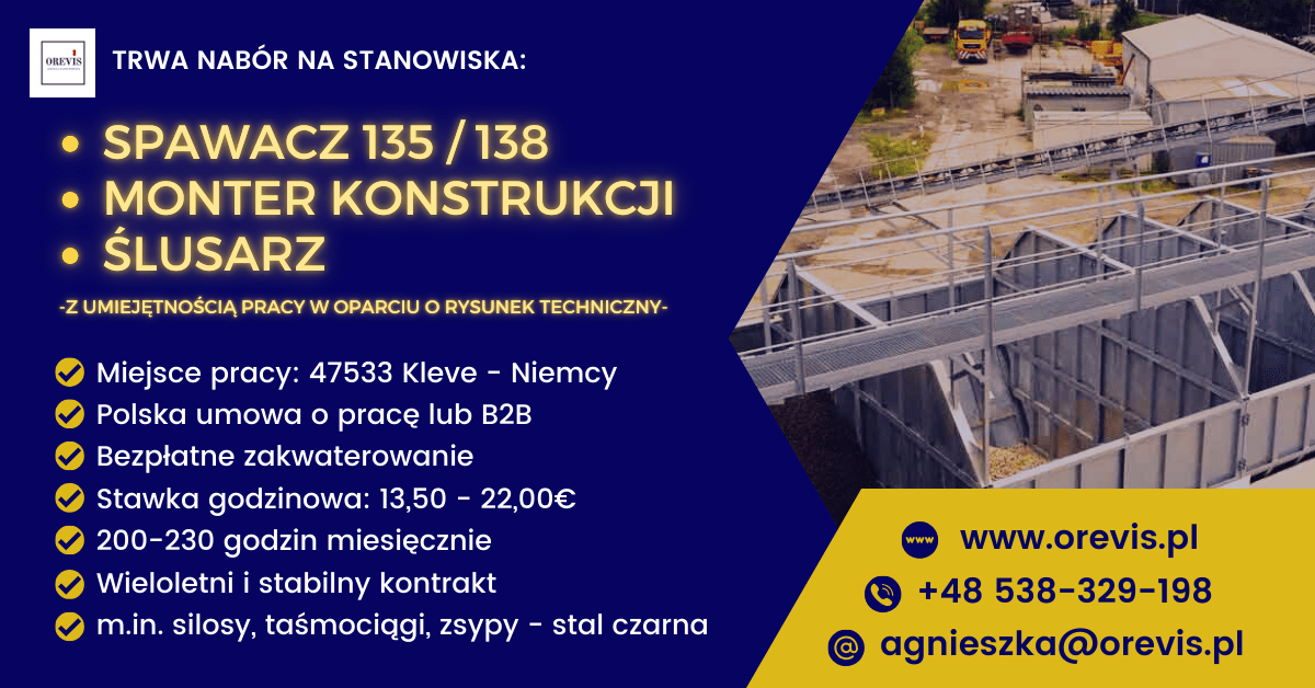 19082024 ślusarz spawacz monter konstrukcji oferta pracy kleve orevis