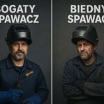 Kto zostanie bogatym spawaczem? Grafika pokazuje dwie drogi kariery i czynniki prowadzące do wyższych zarobków.