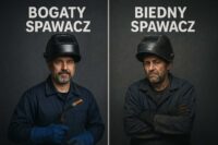 Kto zostanie bogatym spawaczem? Grafika pokazuje dwie drogi kariery i czynniki prowadzące do wyższych zarobków.