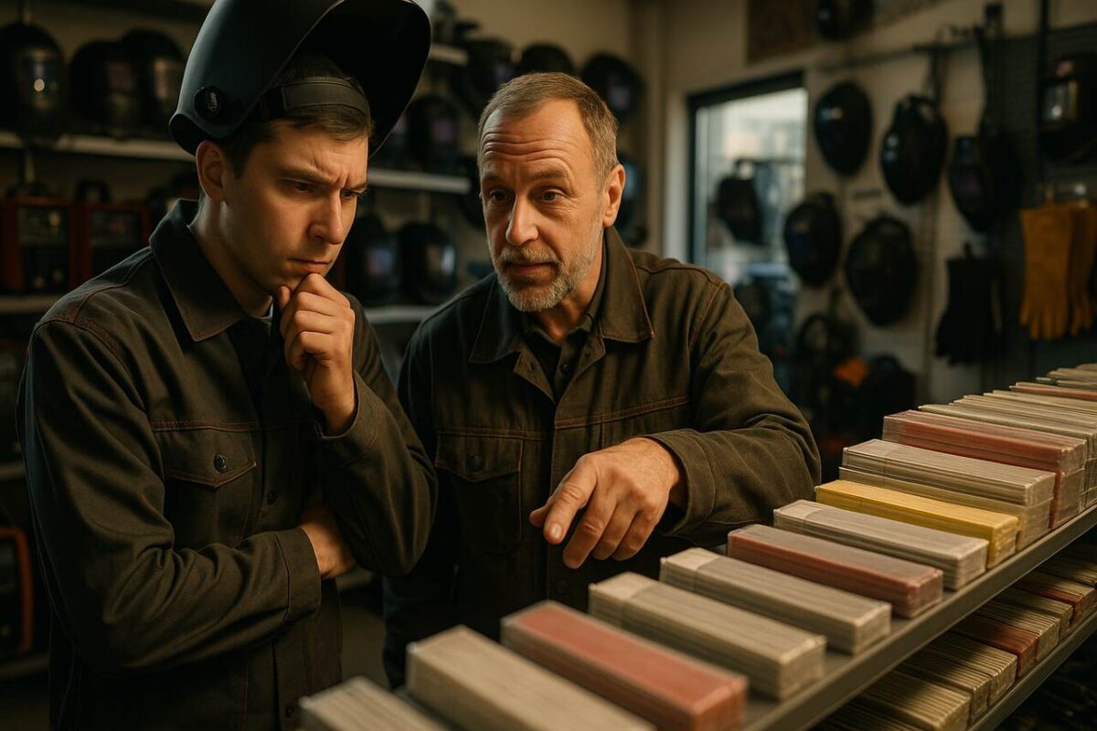 Spawacz odkłada elektrody MMA do pieca i termosu spawalniczego, dbając o ich właściwe przechowywanie.