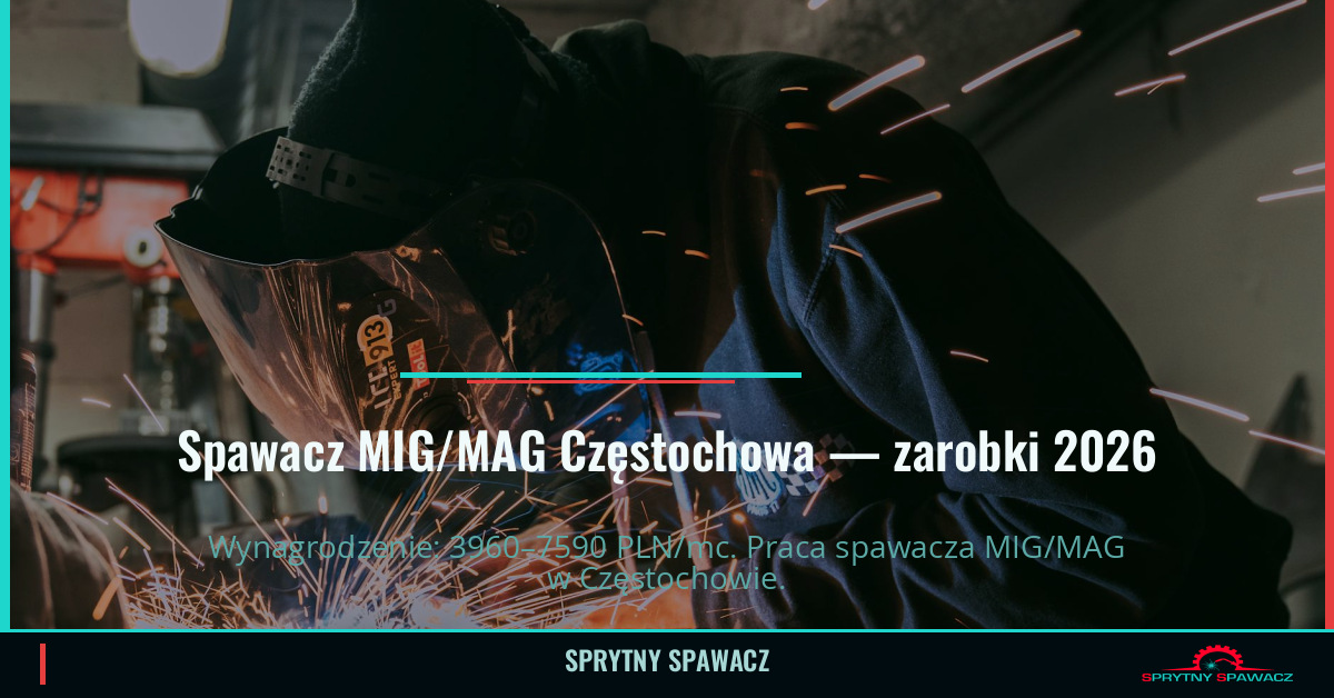 Zarobki spawacza MIG/MAG w Częstochowie 2026 1 Spawacz MIG/MAG Częstochowa — zarobki 3960–7590 PLN/mc — SprytnySpawacz.pl