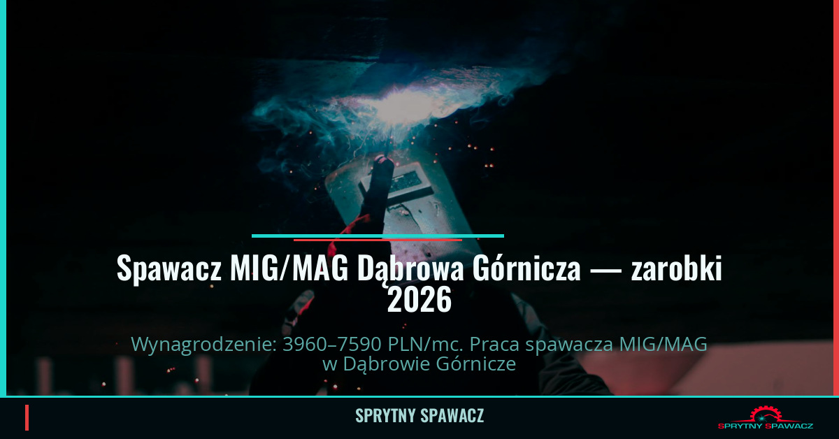 Zarobki spawacza MIG/MAG w Dąbrowie Górniczej – 2026 1 Spawacz MIG/MAG Dąbrowa Górnicza — zarobki 3960–7590 PLN/mc — SprytnySpawacz.pl