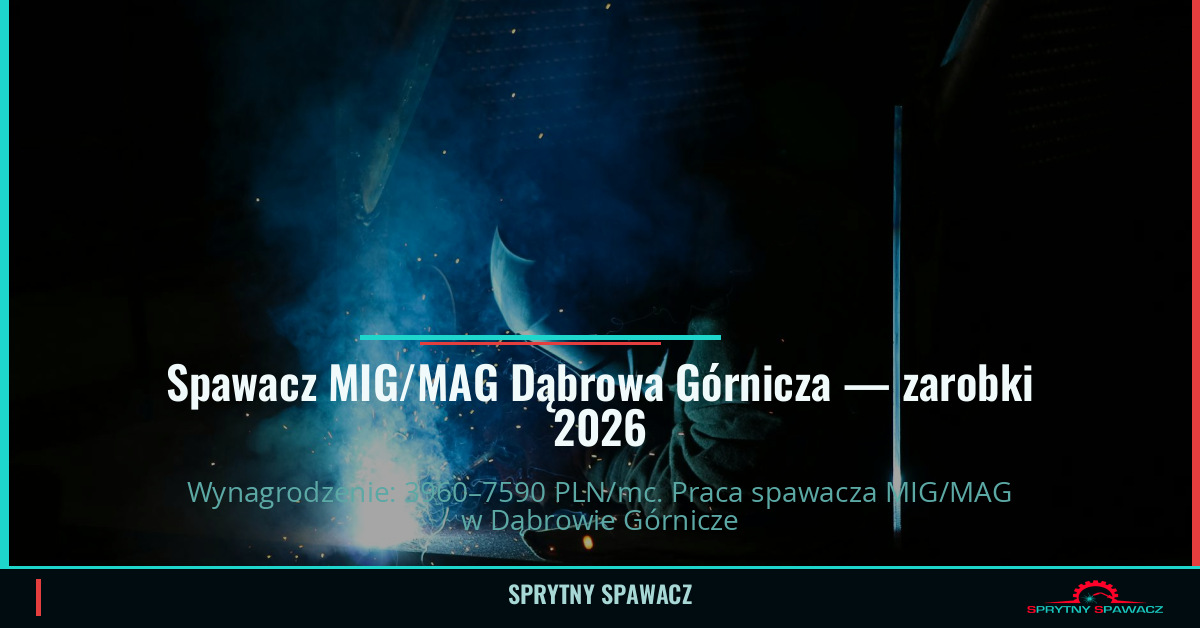 Zarobki spawacza MIG/MAG w Dąbrowie Górniczej 1 Spawacz MIG/MAG Dąbrowa Górnicza — zarobki 3960–7590 PLN/mc — SprytnySpawacz.pl
