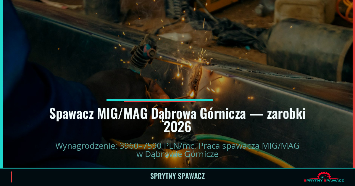 Zarobki spawacza MIG/MAG w Dąbrowie Górniczej 1 Spawacz MIG/MAG Dąbrowa Górnicza — zarobki 3960–7590 PLN/mc — SprytnySpawacz.pl