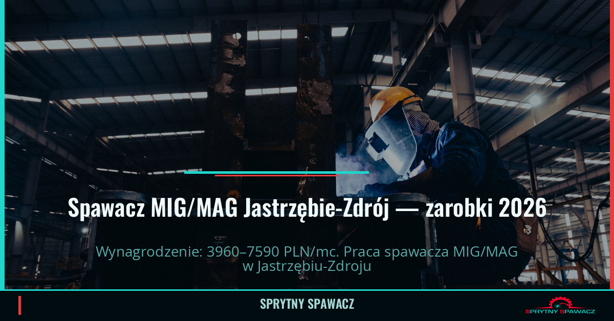 Zarobki spawacza MIG/MAG w Jastrzębie-Zdroju 2026 1 Spawacz MIG/MAG Jastrzębie-Zdrój — zarobki 3960–7590 PLN/mc — SprytnySpawacz.pl