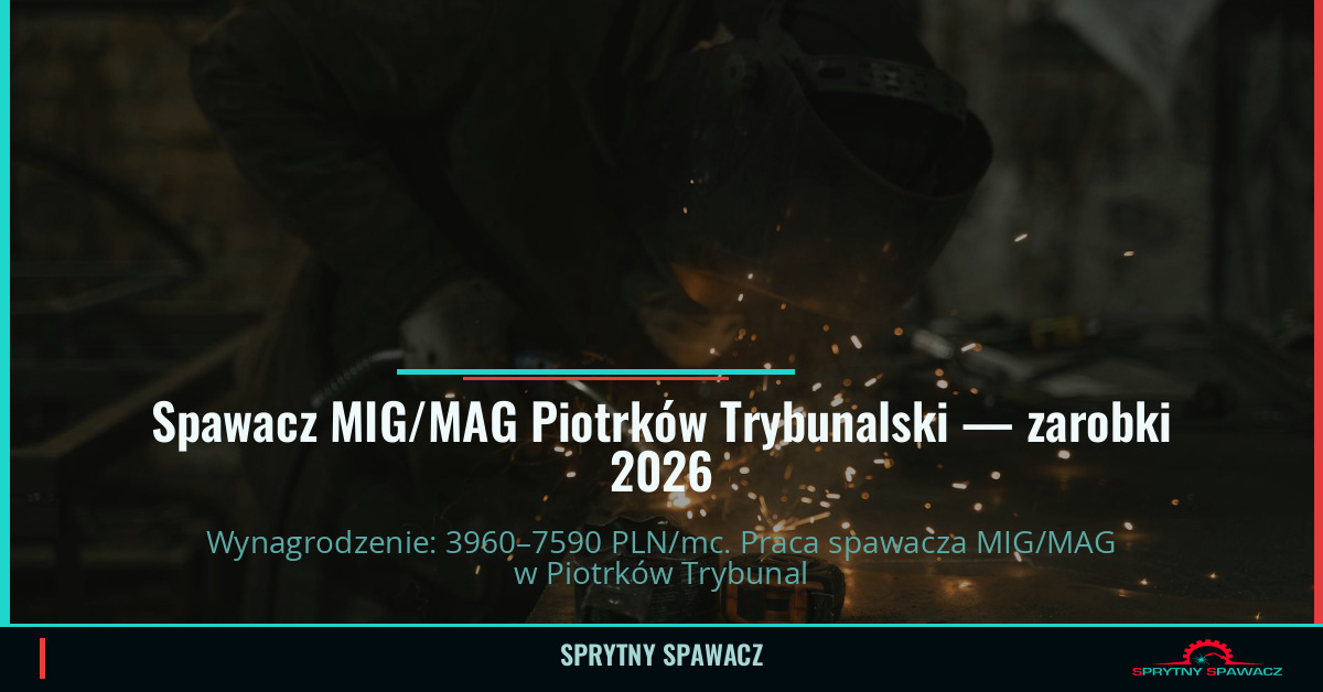 Zarobki spawacza MIG/MAG w Piotrków Trybunalski 1 Spawacz MIG/MAG Piotrków Trybunalski — zarobki 3960–7590 PLN/mc — SprytnySpawacz.pl