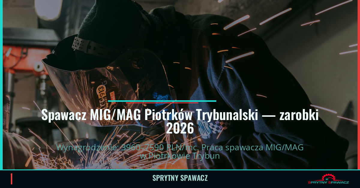 Zarobki spawacza MIG/MAG w Piotrków Trybunalski 1 Spawacz MIG/MAG Piotrków Trybunalski — zarobki 3960–7590 PLN/mc — SprytnySpawacz.pl