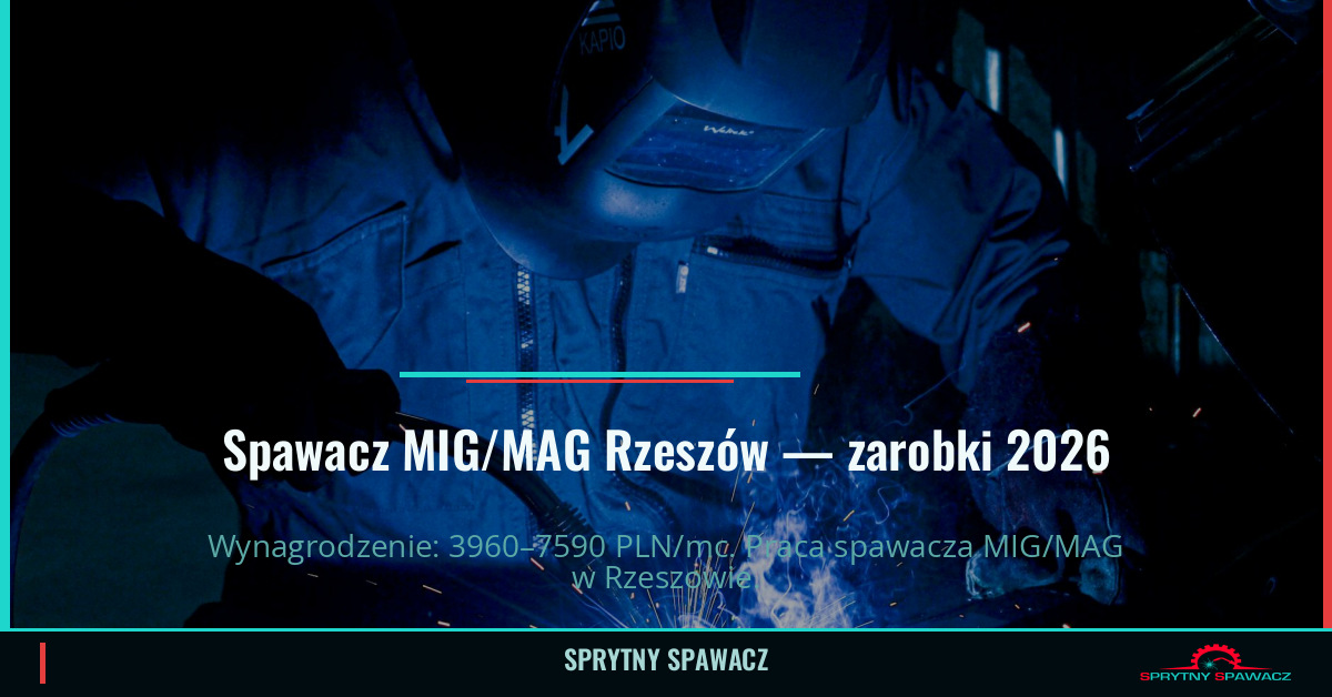 Zarobki spawacza MIG/MAG w Rzeszowie – Kwiecień 2026 1 Spawacz MIG/MAG Rzeszów — zarobki 3960–7590 PLN/mc — SprytnySpawacz.pl
