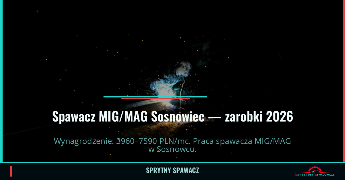 Zarobki spawacza MIG/MAG w Sosnowcu – 2026 1 Spawacz MIG/MAG Sosnowiec — zarobki 3960–7590 PLN/mc — SprytnySpawacz.pl