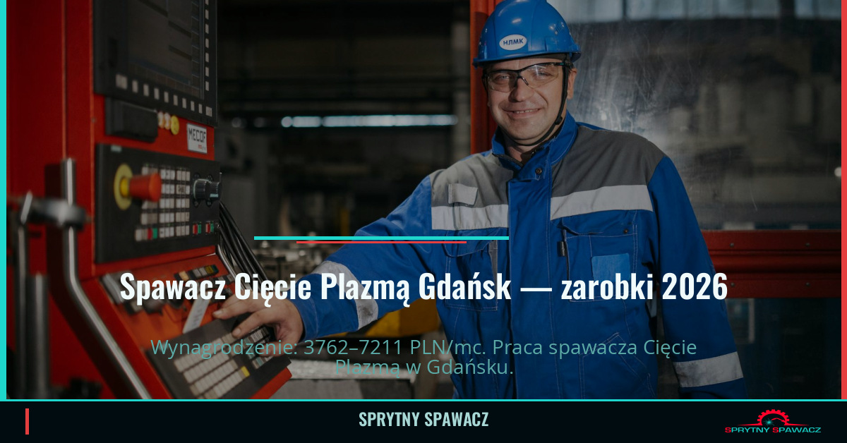 Zarobki spawacza Cięcie Plazmą w Gdańsku 2026 1 Spawacz Cięcie Plazmą Gdańsk — zarobki 3762–7211 PLN/mc — SprytnySpawacz.pl
