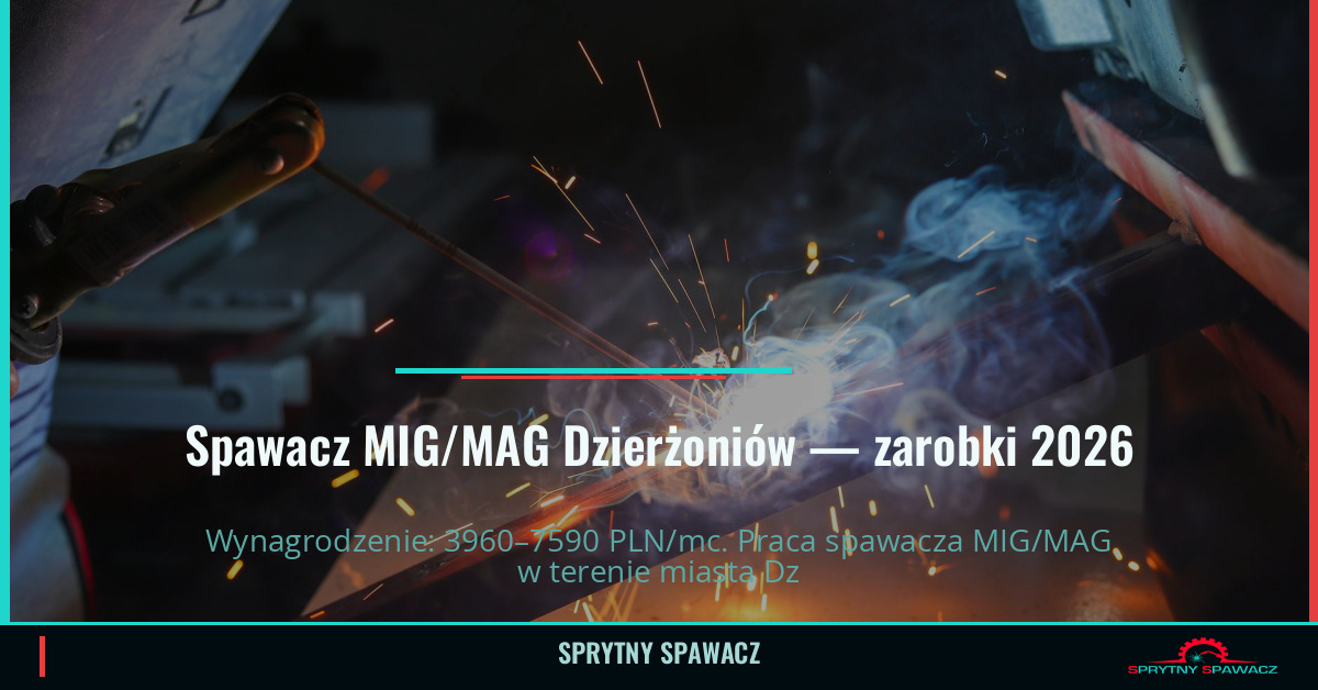 Zarobki spawacza MIG/MAG w Dzierżoniów 2026 1 Spawacz MIG/MAG Dzierżoniów — zarobki 3960–7590 PLN/mc — SprytnySpawacz.pl