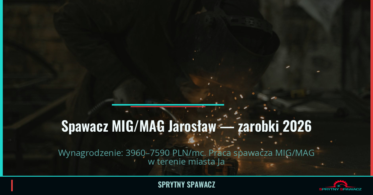 Zarobki spawacza MIG/MAG w Jarosławiu – Maj 2026 1 Spawacz MIG/MAG Jarosław — zarobki 3960–7590 PLN/mc — SprytnySpawacz.pl