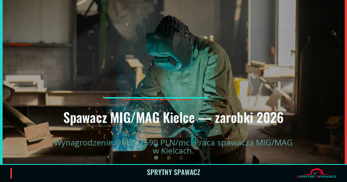 Zarobki spawacza MIG/MAG w Kielce 2026 1 Spawacz MIG/MAG Kielce — zarobki 3960–7590 PLN/mc — SprytnySpawacz.pl