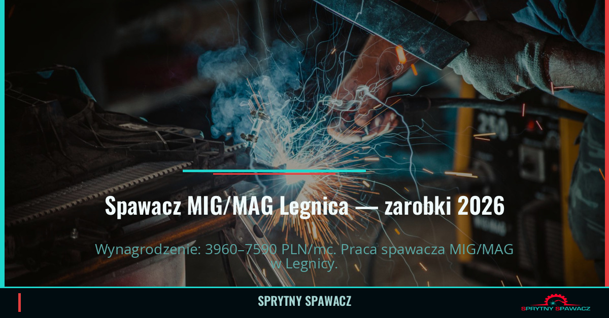 Zarobki spawacza MIG/MAG w Legnicy - Maj 2026 1 Spawacz MIG/MAG Legnica — zarobki 3960–7590 PLN/mc — SprytnySpawacz.pl