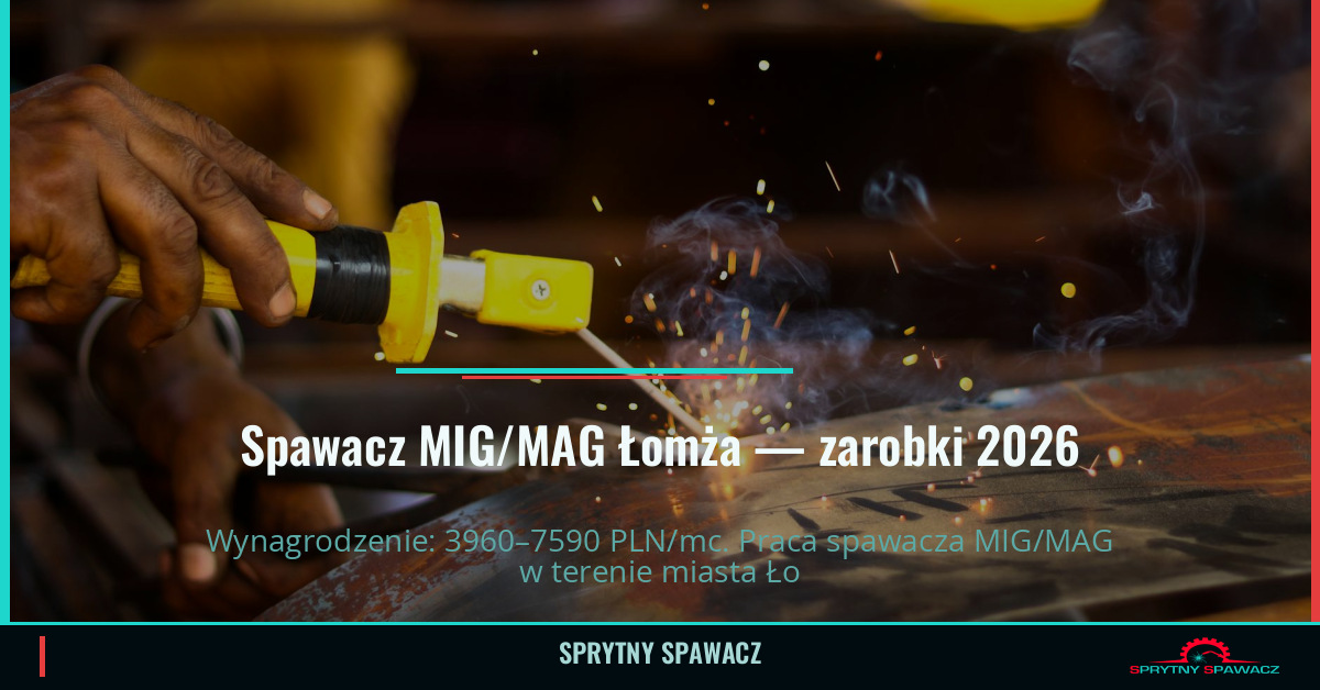 Zarobki spawacza MIG/MAG w Łomża - Praca 2026 1 Spawacz MIG/MAG Łomża — zarobki 3960–7590 PLN/mc — SprytnySpawacz.pl