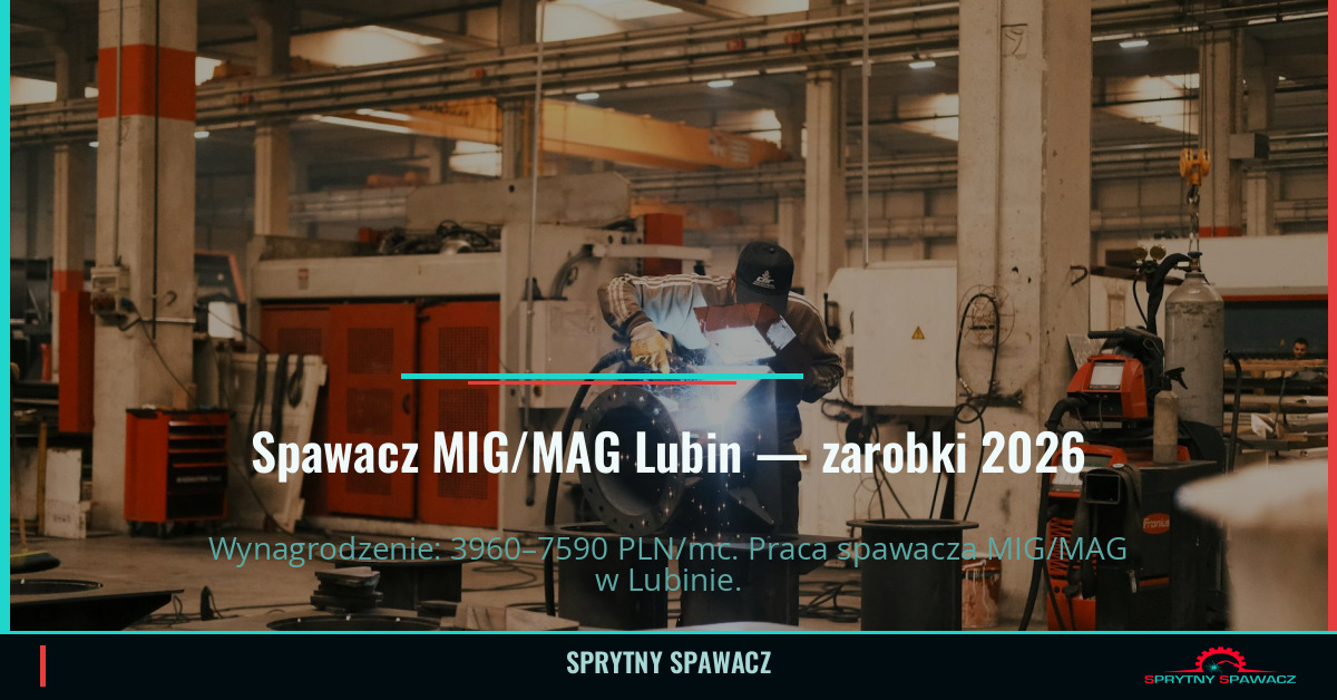 Zarobki spawacza MIG/MAG w Lubin – Kwiecień 2026 1 Spawacz MIG/MAG Lubin — zarobki 3960–7590 PLN/mc — SprytnySpawacz.pl