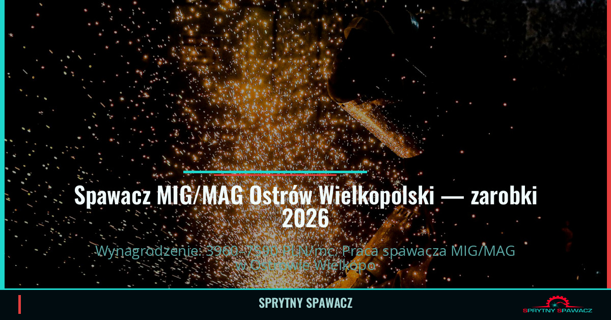 Zarobki spawacza MIG/MAG w Ostrowie Wielkopolskim 1 Spawacz MIG/MAG Ostrów Wielkopolski — zarobki 3960–7590 PLN/mc — SprytnySpawacz.pl