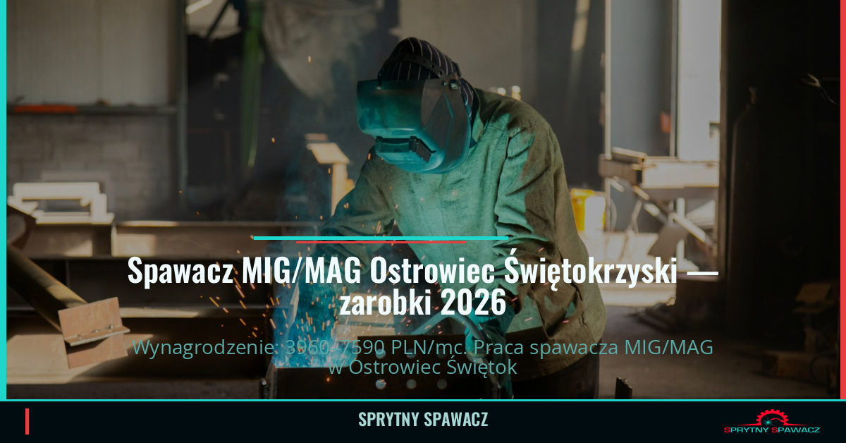 Zarobki spawacza MIG/MAG w Ostrowcu Świętokrzyskim 1 Spawacz MIG/MAG Ostrowiec Świętokrzyski — zarobki 3960–7590 PLN/mc — SprytnySpawacz.pl