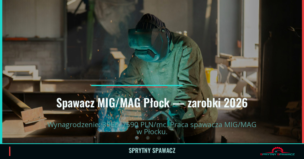 Zarobki spawacza MIG/MAG w Płocku – Maj 2026 1 Spawacz MIG/MAG Płock — zarobki 3960–7590 PLN/mc — SprytnySpawacz.pl
