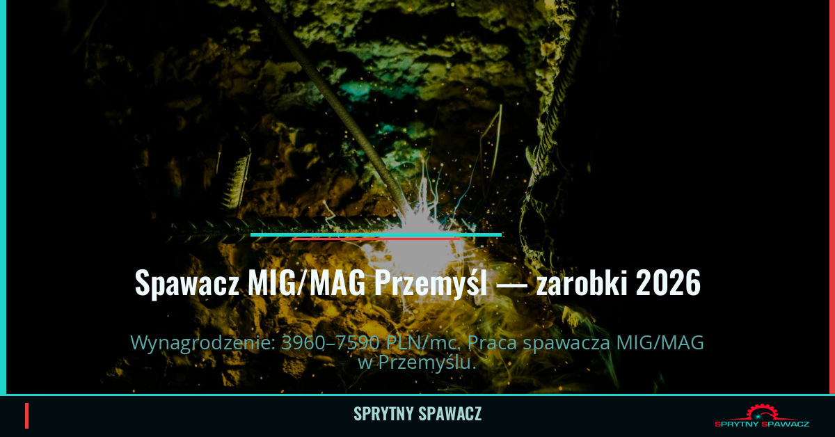 Zarobki spawacza MIG/MAG w Przemyśl - 2026 1 Spawacz MIG/MAG Przemyśl — zarobki 3960–7590 PLN/mc — SprytnySpawacz.pl