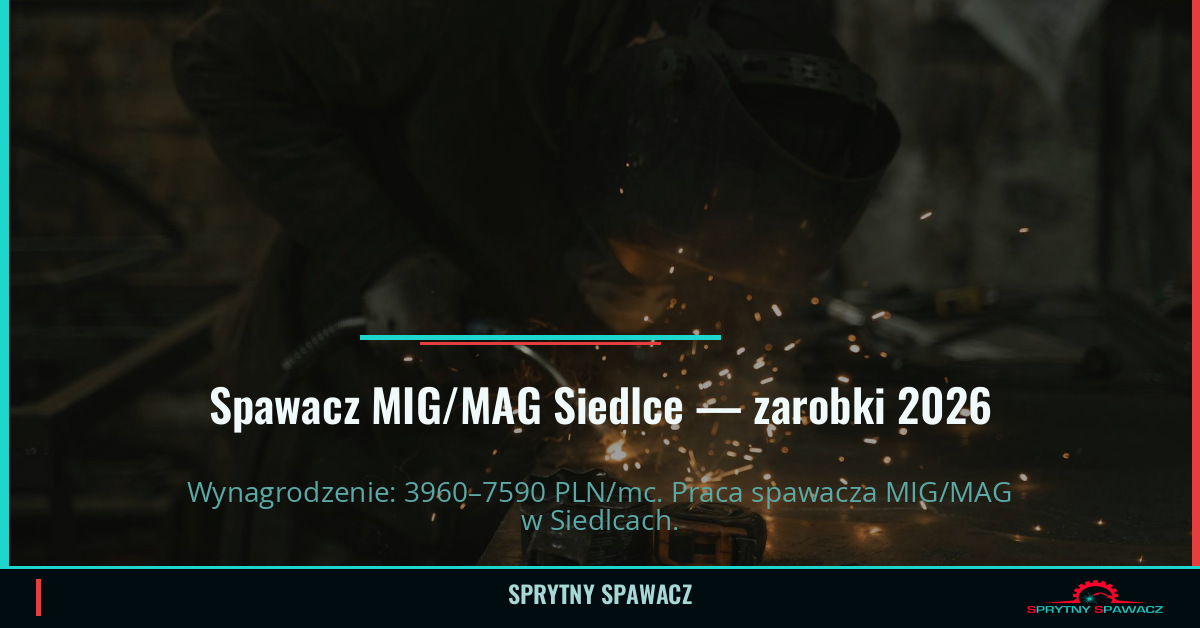 Zarobki spawacza MIG/MAG w Siedlcach 1 Spawacz MIG/MAG Siedlce — zarobki 3960–7590 PLN/mc — SprytnySpawacz.pl
