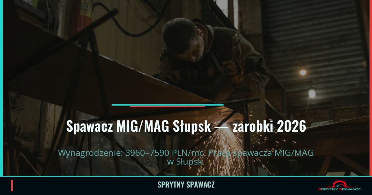Zarobki spawacza MIG/MAG w Słupsku — Maj 2026 1 Spawacz MIG/MAG Słupsk — zarobki 3960–7590 PLN/mc — SprytnySpawacz.pl