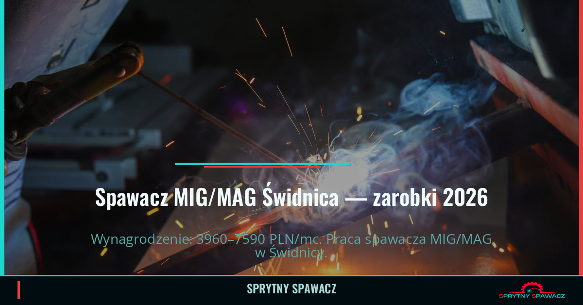 Zarobki spawacza MIG/MAG w Świdnicy – Maj 2026 1 Spawacz MIG/MAG Świdnica — zarobki 3960–7590 PLN/mc — SprytnySpawacz.pl