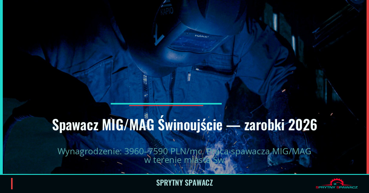 Zarobki spawacza MIG/MAG w Świnoujściu – Maj 2026 1 Spawacz MIG/MAG Świnoujście — zarobki 3960–7590 PLN/mc — SprytnySpawacz.pl
