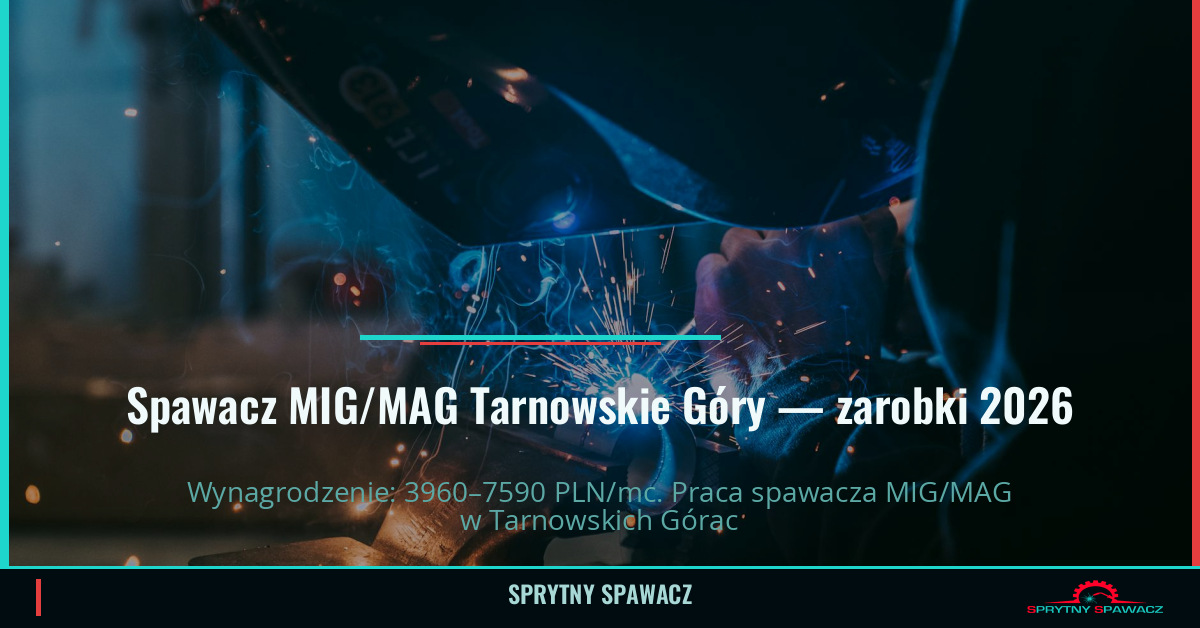 Zarobki spawacza MIG/MAG w Tarnowskich Górach – Maj 2026 1 Spawacz MIG/MAG Tarnowskie Góry — zarobki 3960–7590 PLN/mc — SprytnySpawacz.pl