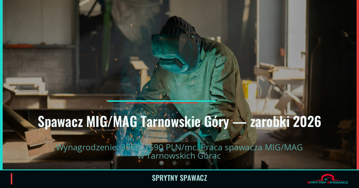 Zarobki spawacza MIG/MAG w Tarnowskie Góry – Maj 2026 1 Spawacz MIG/MAG Tarnowskie Góry — zarobki 3960–7590 PLN/mc — SprytnySpawacz.pl