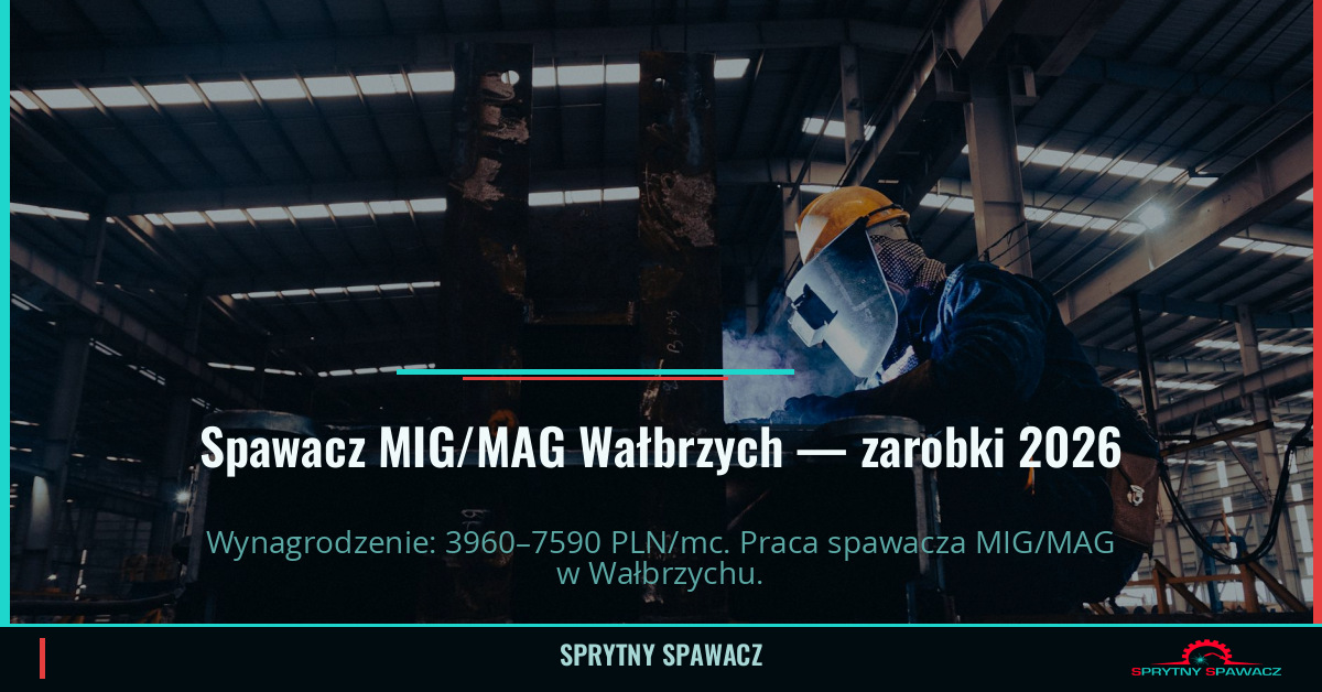 Zarobki spawacza MIG/MAG w Wałbrzychu 2026 1 Spawacz MIG/MAG Wałbrzych — zarobki 3960–7590 PLN/mc — SprytnySpawacz.pl