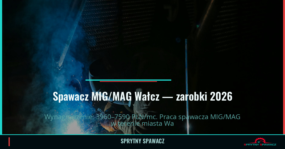 Zarobki spawacza MIG/MAG w Wałczu — Maj 2026 1 Spawacz MIG/MAG Wałcz — zarobki 3960–7590 PLN/mc — SprytnySpawacz.pl