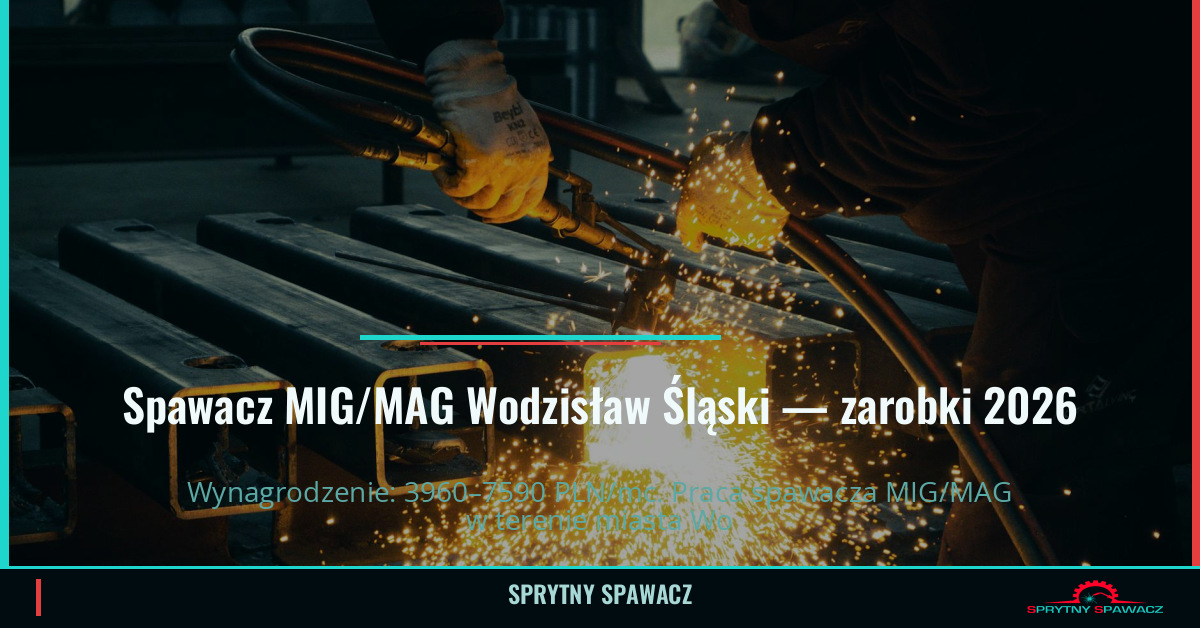 Zarobki spawacza MIG/MAG w Wodzisław Śląski – Maj 2026 1 Spawacz MIG/MAG Wodzisław Śląski — zarobki 3960–7590 PLN/mc — SprytnySpawacz.pl