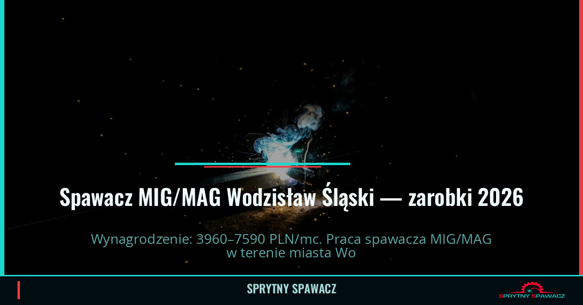 Zarobki spawacza MIG/MAG w Wodzisław Śląski 1 Spawacz MIG/MAG Wodzisław Śląski — zarobki 3960–7590 PLN/mc — SprytnySpawacz.pl