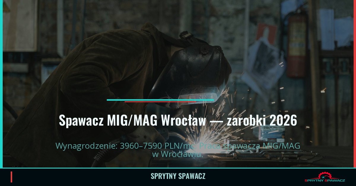 Praca spawacza MIG/MAG we Wrocławiu - zarobki i wymagania 1 Spawacz MIG/MAG Wrocław — zarobki 3960–7590 PLN/mc — SprytnySpawacz.pl