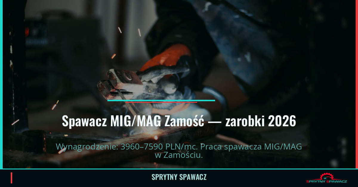 Zarobki spawacza MIG/MAG w Zamościu – Maj 2026 1 Spawacz MIG/MAG Zamość — zarobki 3960–7590 PLN/mc — SprytnySpawacz.pl