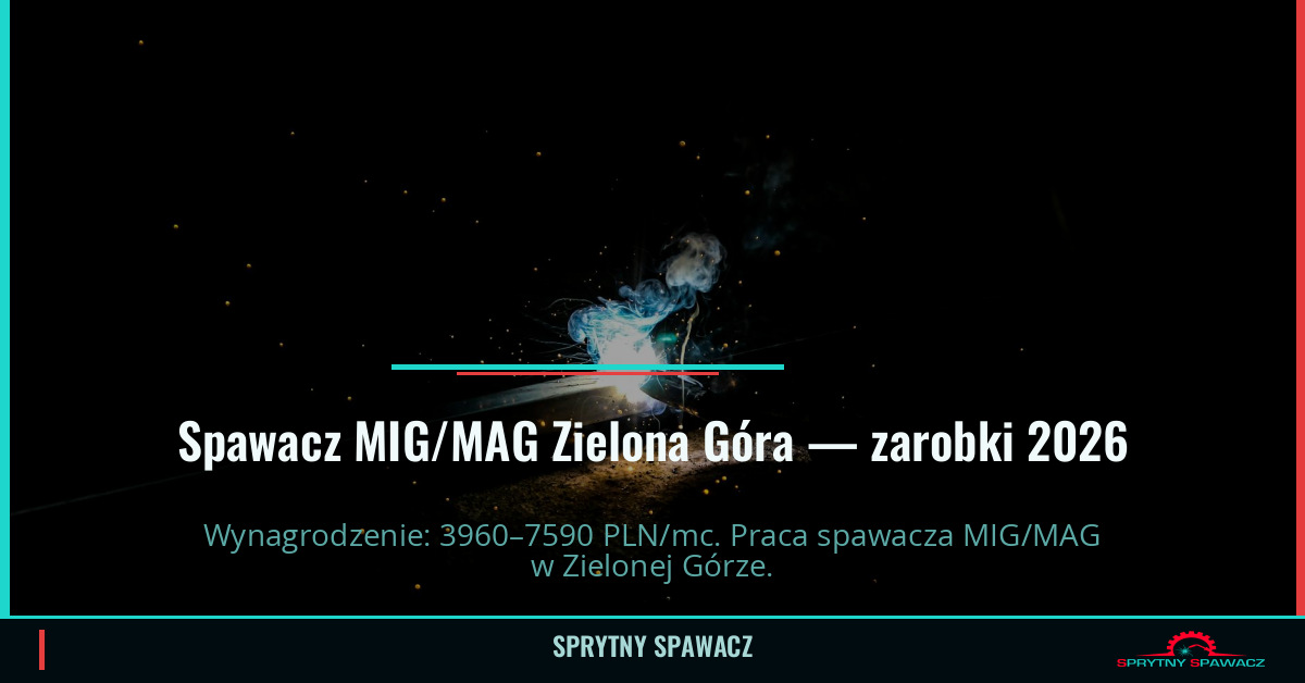Zarobki spawacza MIG/MAG w Zielonej Górze 2026 1 Spawacz MIG/MAG Zielona Góra — zarobki 3960–7590 PLN/mc — SprytnySpawacz.pl