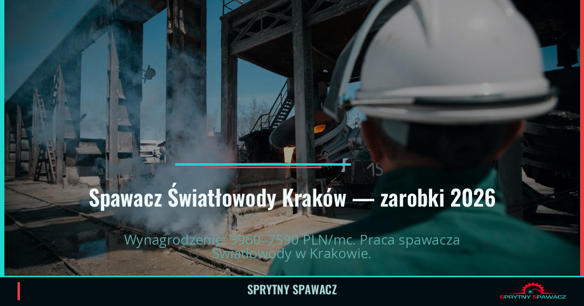 Zarobki spawacza Światłowody w Krakowie 2026 1 Spawacz Światłowody Kraków — zarobki 3960–7590 PLN/mc — SprytnySpawacz.pl