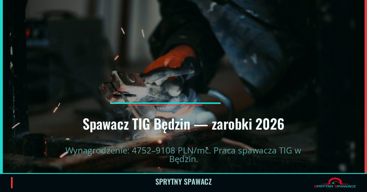 Zarobki spawacza TIG w Będzinie — Maj 2026 1 Spawacz TIG Będzin — zarobki 4752–9108 PLN/mc — SprytnySpawacz.pl