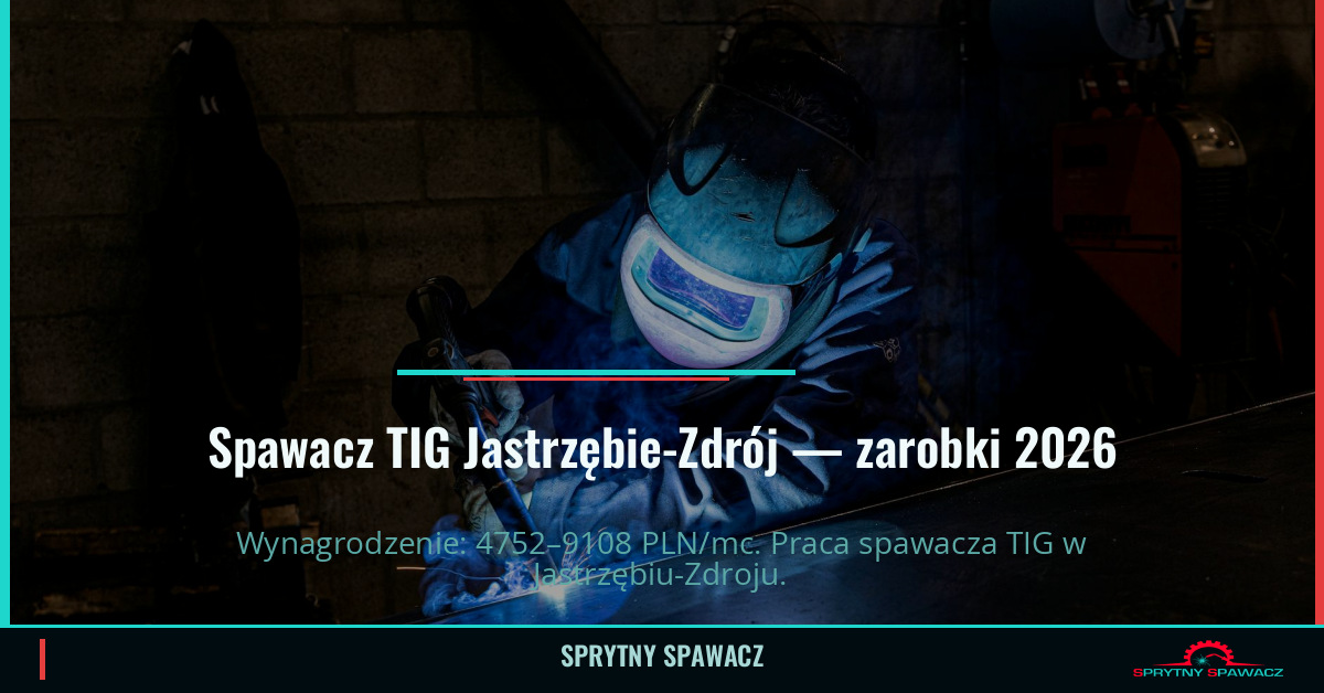 Zarobki spawacza TIG w Jastrzębie-Zdrój 2026 1 Spawacz TIG Jastrzębie-Zdrój — zarobki 4752–9108 PLN/mc — SprytnySpawacz.pl
