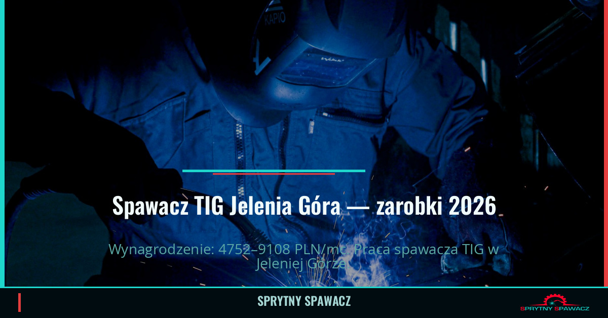 Zarobki spawacza TIG w Jelenia Góra - Kwiecień 2026 1 Spawacz TIG Jelenia Góra — zarobki 4752–9108 PLN/mc — SprytnySpawacz.pl