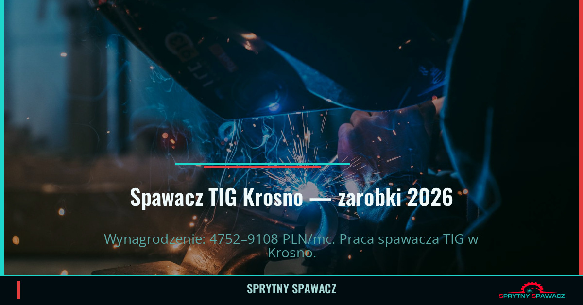Zarobki spawacza TIG w Krosno - Maj 2026 1 Spawacz TIG Krosno — zarobki 4752–9108 PLN/mc — SprytnySpawacz.pl