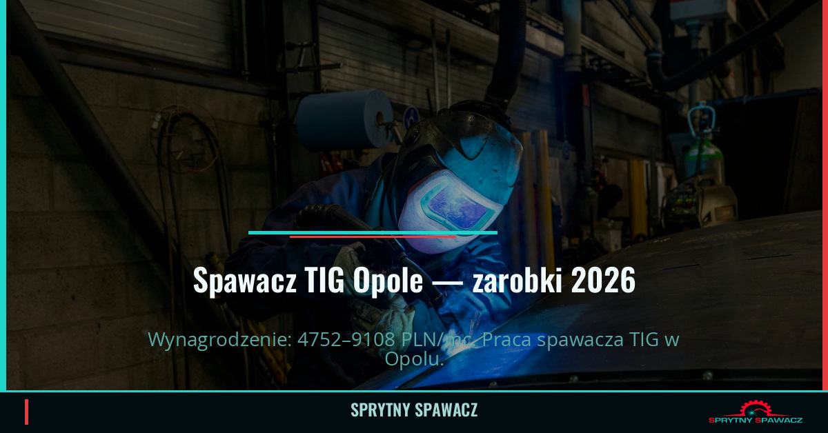 Zarobki spawacza TIG w Opolu 2026 1 Spawacz TIG Opole — zarobki 4752–9108 PLN/mc — SprytnySpawacz.pl