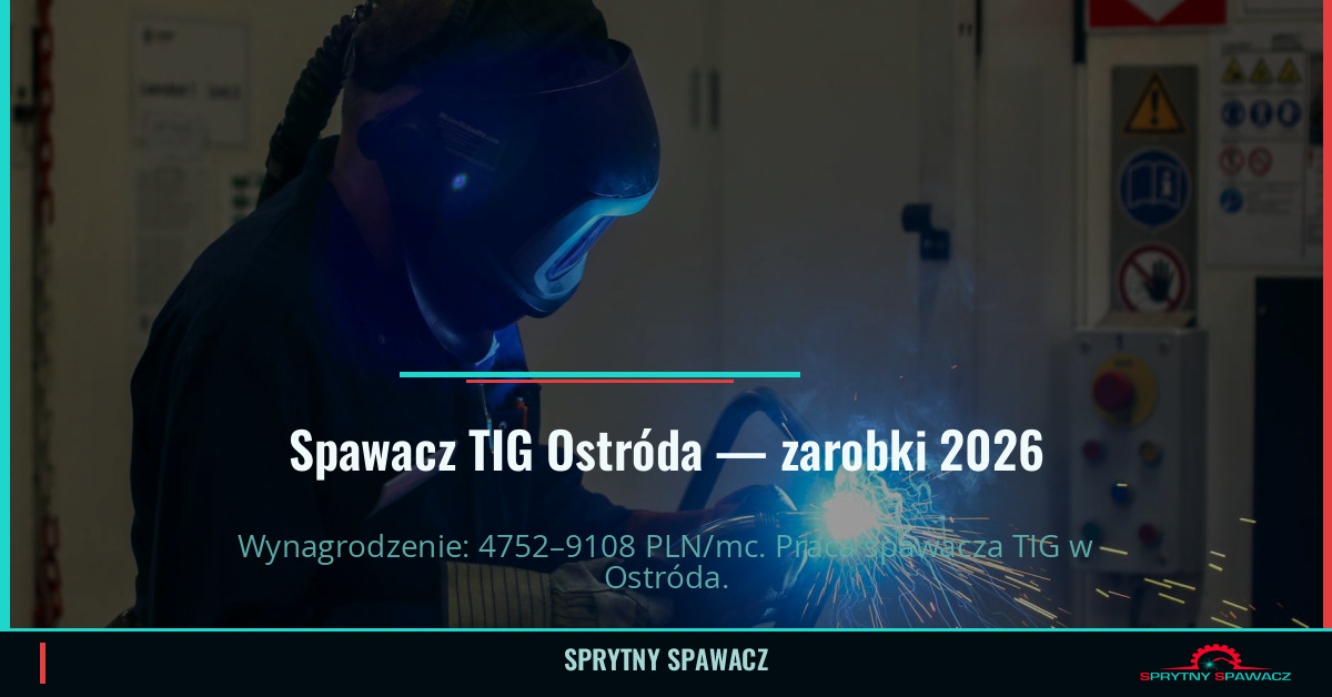 Zarobki spawacza TIG w Ostróda – Maj 2026 1 Spawacz TIG Ostróda — zarobki 4752–9108 PLN/mc — SprytnySpawacz.pl