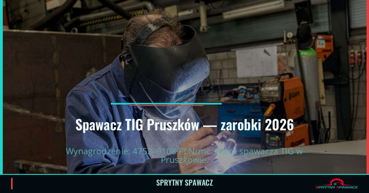 Zarobki spawacza TIG w Pruszkowie - Maj 2026 1 Spawacz TIG Pruszków — zarobki 4752–9108 PLN/mc — SprytnySpawacz.pl