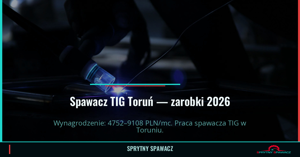 Zarobki spawacza TIG w Toruń | Praca i wymagania 1 Spawacz TIG Toruń — zarobki 4752–9108 PLN/mc — SprytnySpawacz.pl