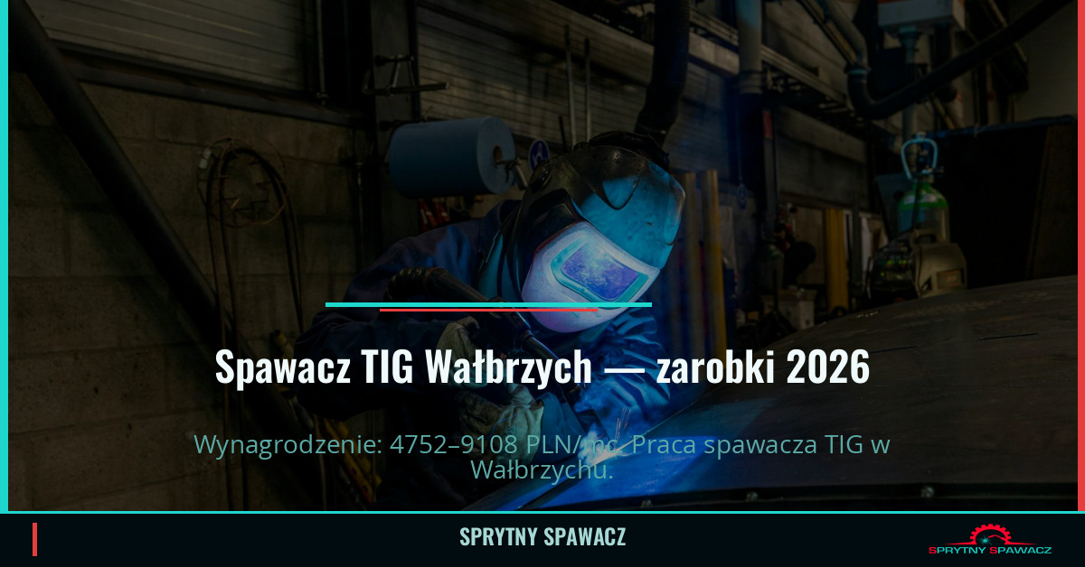 Zarobki spawaczy TIG w Wałbrzych - Kwiecień 2026 1 Spawacz TIG Wałbrzych — zarobki 4752–9108 PLN/mc — SprytnySpawacz.pl