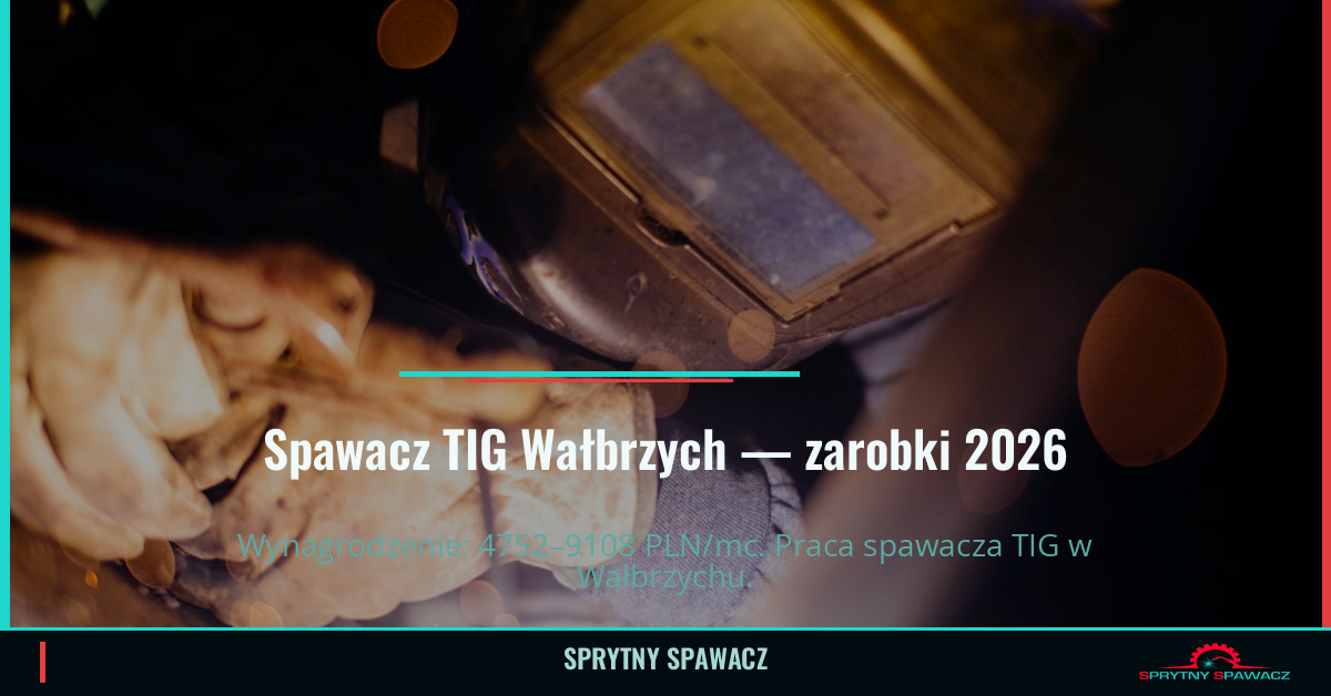 Zarobki spawacza TIG w Wałbrzych 2026 - Praca i Wymagania 1 Spawacz TIG Wałbrzych — zarobki 4752–9108 PLN/mc — SprytnySpawacz.pl