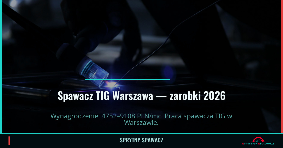 Zarobki spawacza TIG w Warszawie 2026 1 Spawacz TIG Warszawa — zarobki 4752–9108 PLN/mc — SprytnySpawacz.pl