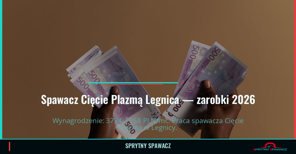 Zarobki spawacza Cięcie Plazmą w Legnicy 2026 1 Spawacz Cięcie Plazmą Legnica — zarobki 3734–7158 PLN/mc — SprytnySpawacz.pl